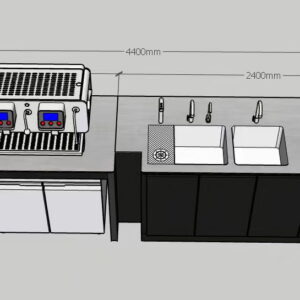 Stainless Steel Coffee Bar <span class="prod-title">(equipped with sinks, ice maker, refrigerator, stoves, and dishwasher.)</span>